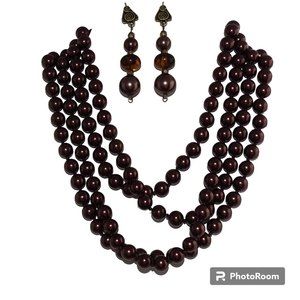 VINTAGE ROOT BEER  COLOR NECKLACE & EAR